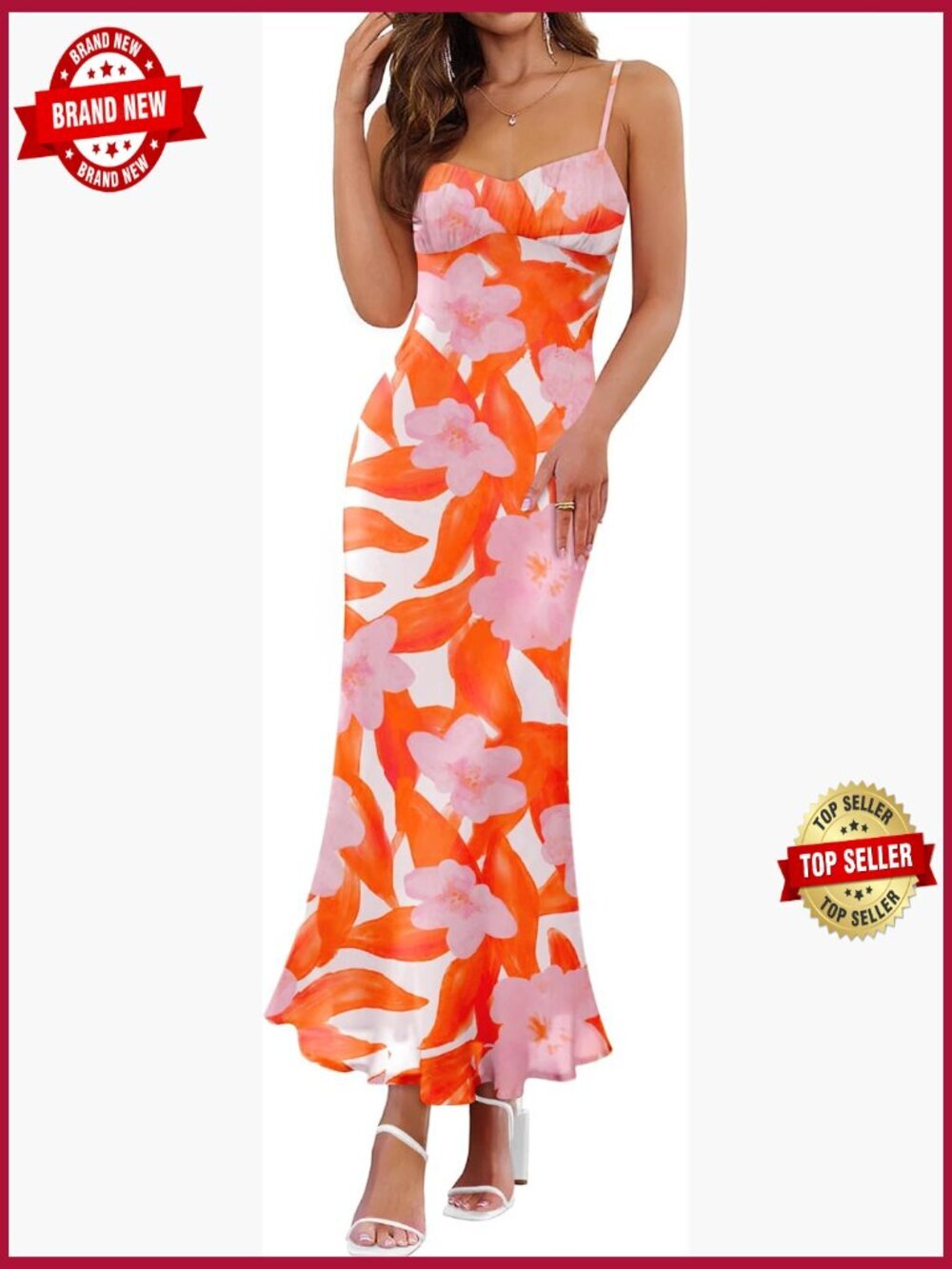 Floral Sleeveless Bodycon Maxi Dress Spaghetti Strap Wedding Guest Vacation